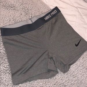 Gray Nike Pro Spandex Shorts